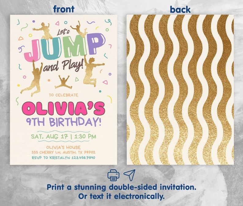 Editable Invitation Printable Birthday Invite, Jump Invitation Instant ...