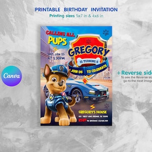 Printable Paw-ty Editable Invitation, Puppies Birthday Invite boy girl, puppy invitation, Instant Download, kids Birthday Invite template