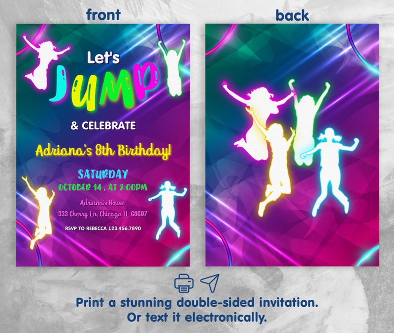 Editable Invitation Printable Birthday Invite Jump - Etsy