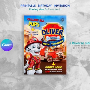Printable Paw-ty Editable Invitation, Puppies Birthday Invite boy girl, puppy invitation, Instant Download, kids Birthday Invite template