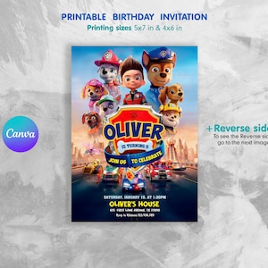 Printable Paw-ty Editable Invitation, Puppies Birthday Invite boy girl, puppy invitation, Instant Download, kids Birthday Invite template