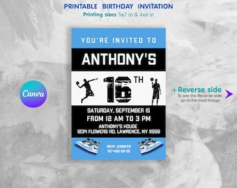 Sneaker bash birthday party printable invitation, Printable Birthday Invitation, sneaker birthday invite, editable sneaker ball invitation