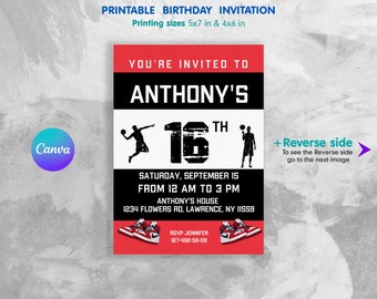 Sneaker bash birthday party printable invitation, Printable Birthday Invitation, sneaker birthday invite, editable sneaker ball invitation