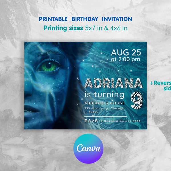 Printable avatar invitation, Avatar 2 Invite, pandora Editable Birthday Invite, I see you Birthday Invite template