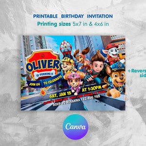 Printable Paw-ty Editable Invitation, Puppies Birthday Invite boy girl, puppy invitation, Instant Download, kids Birthday Invite template
