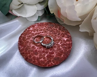 Hand-Hammered Copper Ring Dish - 7th-Anniversary - Optional Initials or Anniversary Date