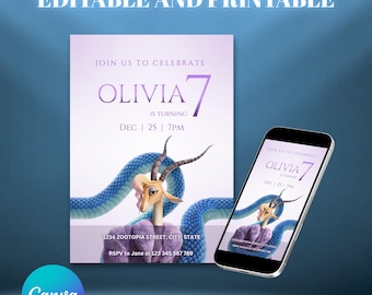 Invitación de cumpleaños de Zootopia 2 y Evite, invitación para fiesta de Zootopia