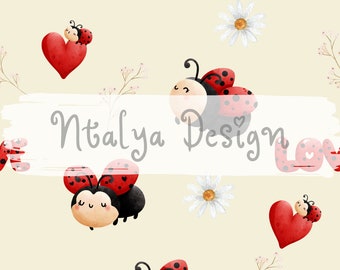 Seamless Pattern, Ladybug Seamless Pattern, Lady Bug Digital Pattern