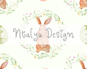Easter Seamless Pattern, Cute Bunny Seamless File, Easter Spring Digital Paper