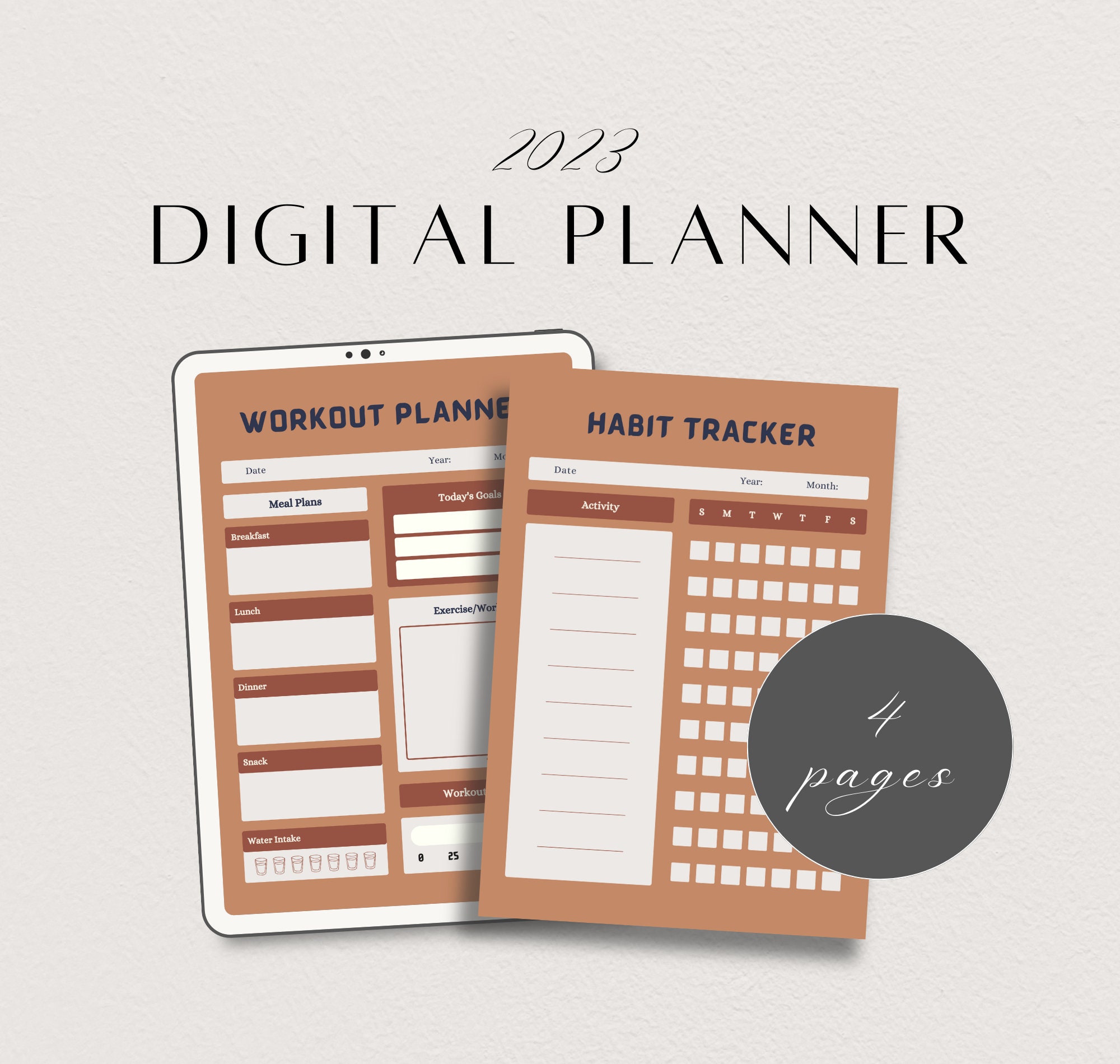 Simple Printable Workout & Meal Planner, Digital Fitness Planner and ...
