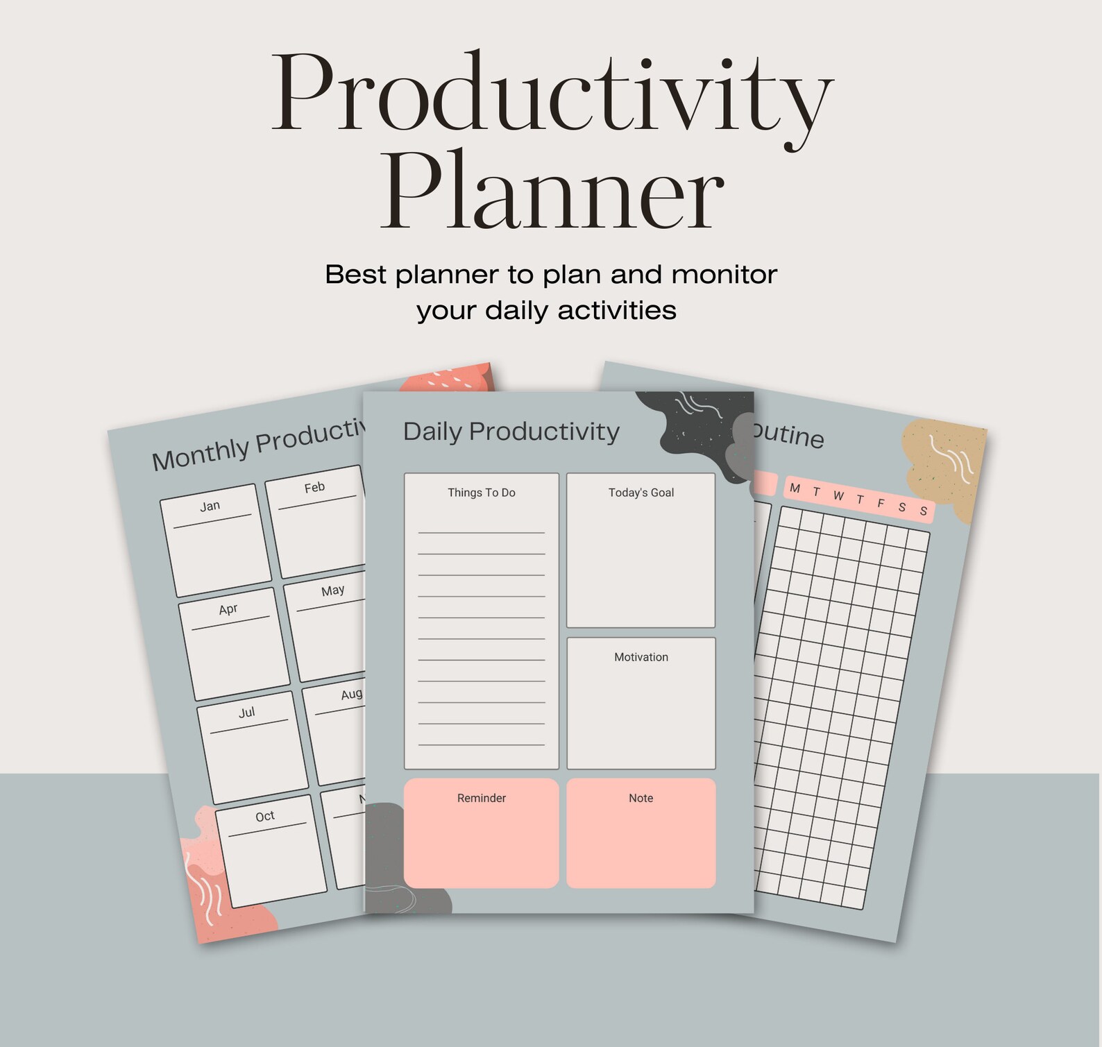 Modern Productivity Planner, Printable Weekly Routine Planner ...