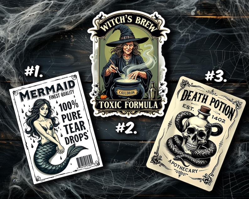 Potion Bottle Labels | Permanent Waterproof Vinyl Stickers | Die Cut ...