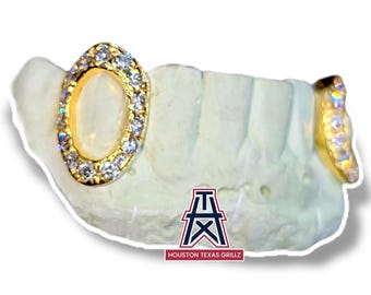 Custom 2 Pc Iced Out Open Face VVS Moissanite Gold Grillz Fangz