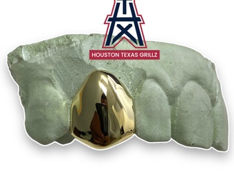 Genuine Real 10k/14k SOLID Gold Grillz Perm Cut Division Gold grillz Custom single Teeth Caps
