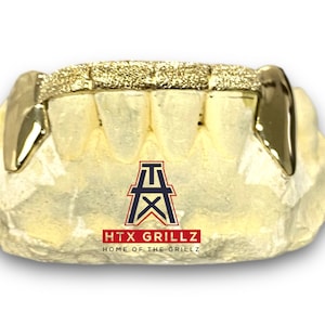 Custom Solid Fangs With Bar Grillz