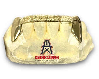 Custom Solid Fangs With Bar Grillz