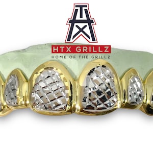 Custom Diamond Cut With Solid Windows 6 Teeth Grillz