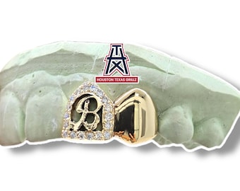 Custom 2pc Teeth Grillz Open Face With Initial
