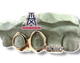 Custom 3pc Teeth Grillz Open Face With Bar