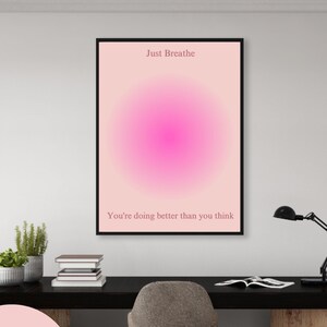 Grainy gradient aura poster, pink aura aesthetic room decor, spiritual art print, trendy retro wall art, gift for home wall decor