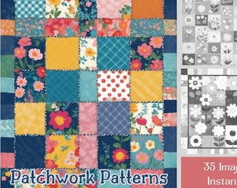 Quilt Coloring Book: 35 Shabby Chic & Floral Patterns (Printable PDF)
