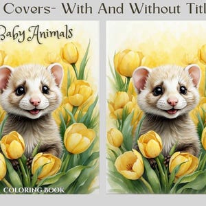 Baby Animals Coloring Book: 30 Grayscale Coloring Pages, Printable PDF, Digital Download image 4
