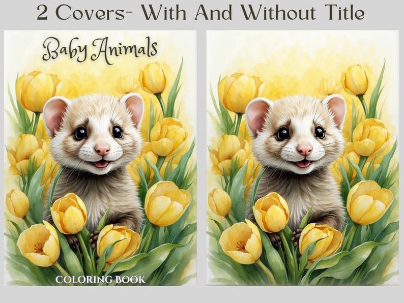 Baby Animals Coloring Book: 30 Grayscale Coloring Pages, Printable PDF, Digital Download image 4