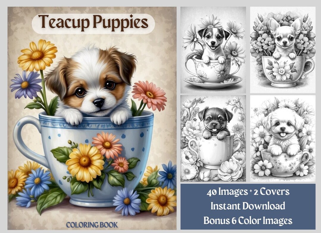 40 Teacup Puppies Coloring Pages - Cute Puppies in Teacups - Puppy ...