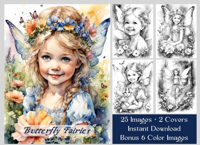 25 Butterfly Fairies Coloring Pages- Cute Little Fairy Girls Coloring ...