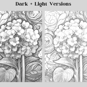 May include: A black and white illustration of a flower with intricate details. The flower is surrounded by other floral designs, creating a complex and visually interesting pattern.