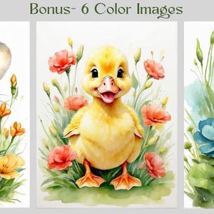Baby Animals Coloring Book: 30 Grayscale Coloring Pages, Printable PDF, Digital Download image 3