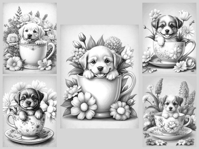 40 Teacup Puppies Coloring Pages Cute Puppies in Teacups Puppy Coloring ...