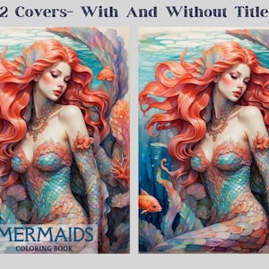 Mermaids Coloring Book: 30 Fantasy Grayscale Pages, Ocean Life, Printable PDF image 4