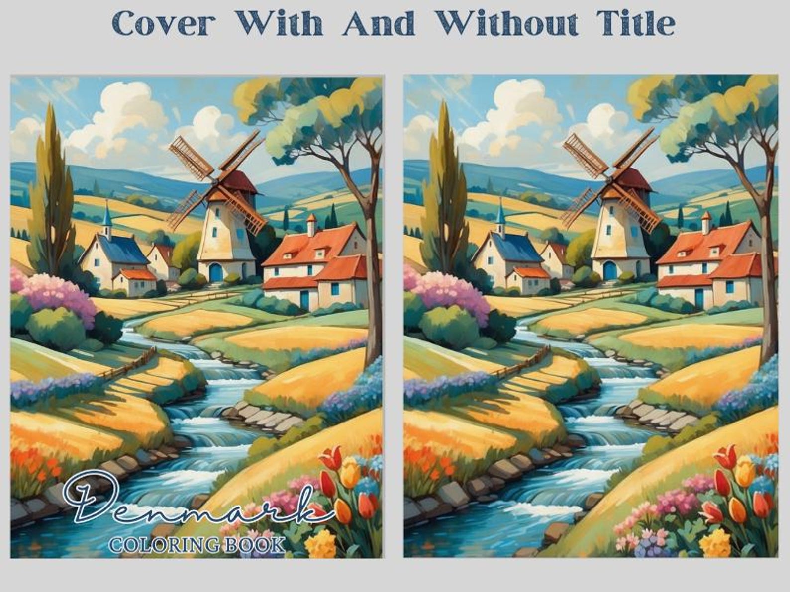 Denmark Landscape Coloring Book: Grayscale Cityscapes (printable PDF ...