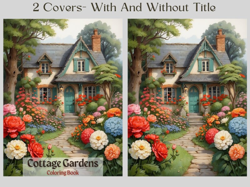 50 Cottage Gardens Coloring Book Printable Adult Coloring Pages Cottage ...