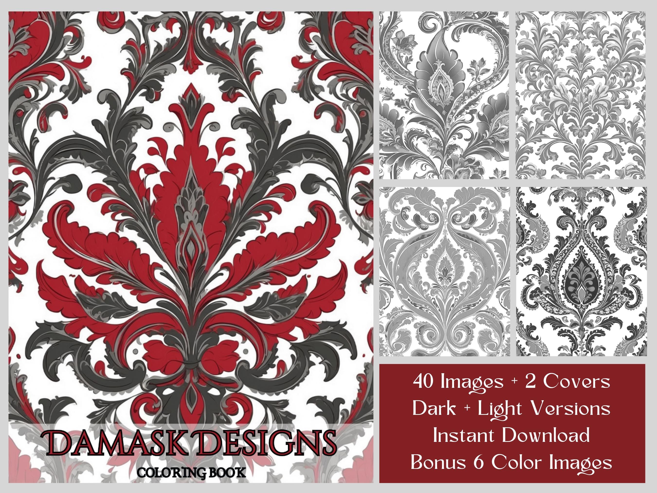 40 Damask Designs Coloring Pages, Elegant Damask Designs Coloring Book ...