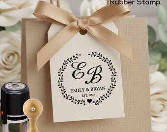 Custom Wedding Rubber Stamp With Personalized Initials and Names