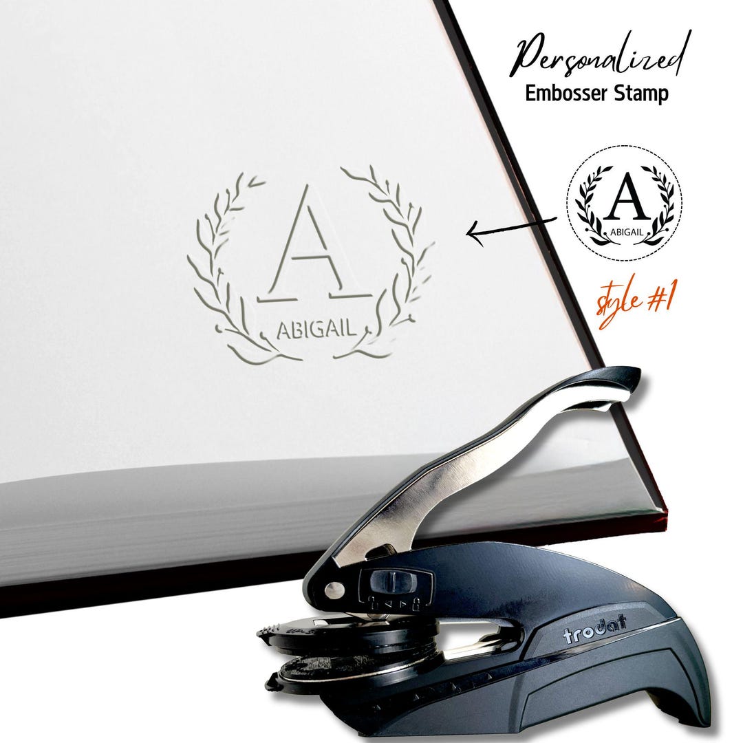 Personalized Book Embosser: Custom Monogram Library Stamp - Etsy