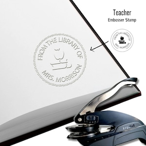 Book Embosser Personalized, Custom Teacher Gift, Embosser Stamp, Library Stamp,  Book Stamp, Handheld Embosser Library,