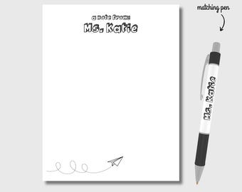 Blocco note personalizzato per insegnanti: design di aeroplanini di carta, cancelleria personalizzata