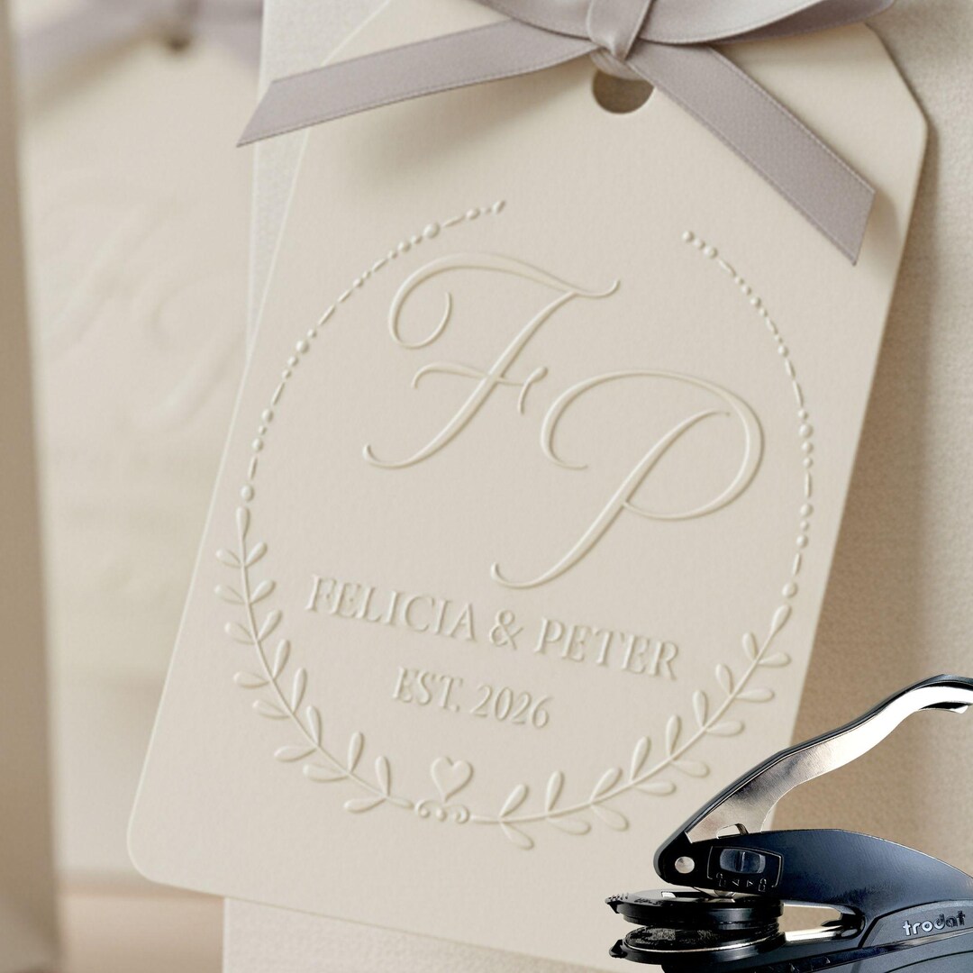 Custom Wedding Embosser, Monogram Initial Embosser Personalized With ...