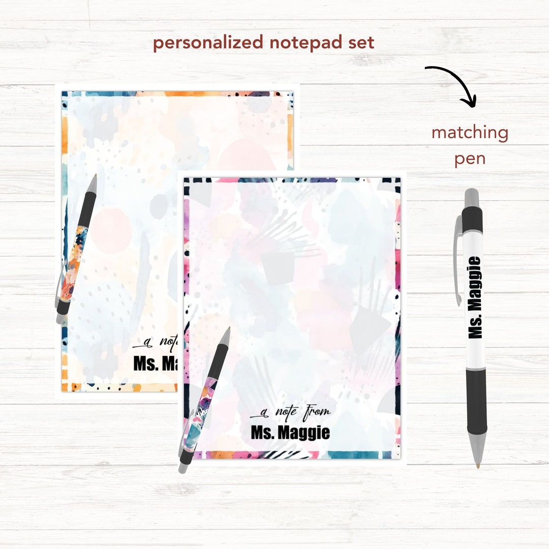 Personalized Teacher Notepad Set: Custom Writing Pad & Pen - Etsy
