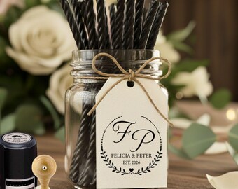 Custom Wedding Rubber Stamp With Personalized Initials and Names