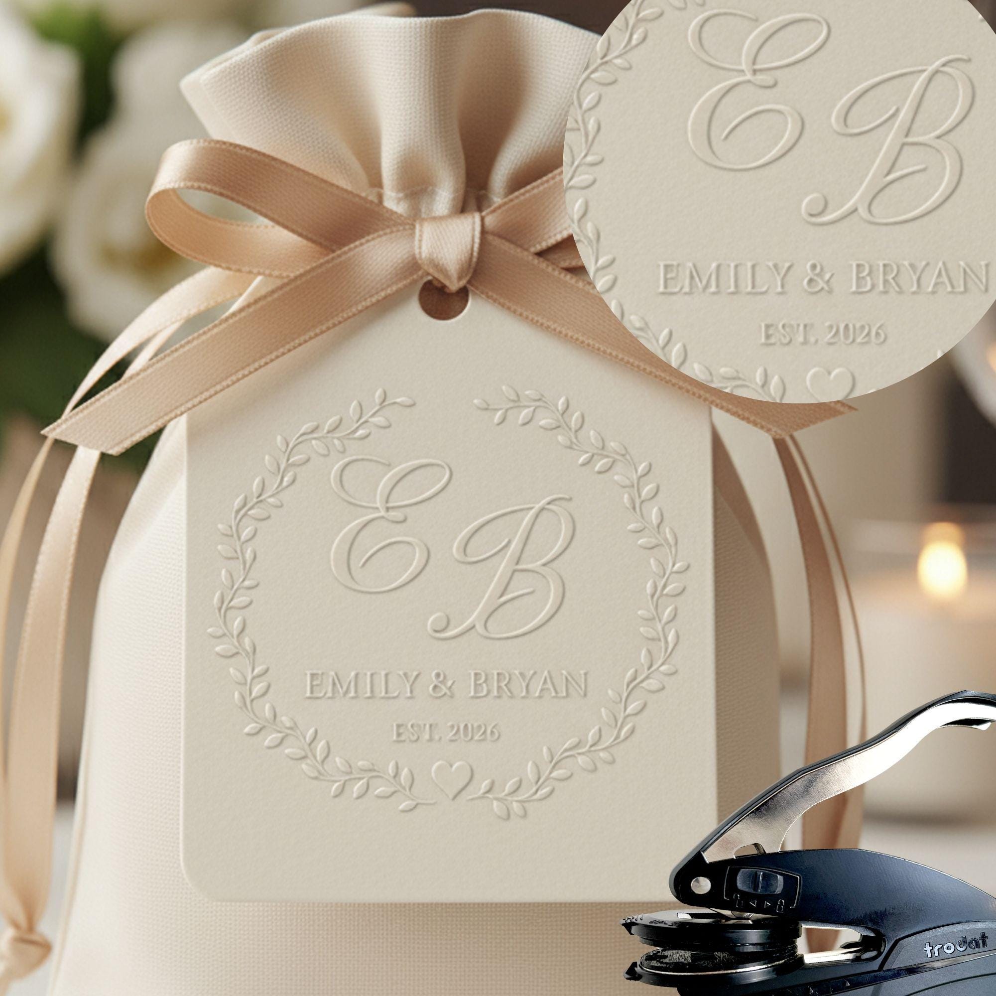 Custom Wedding Embosser, Monogram Initial Embosser Personalized With ...