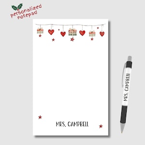 Teacher Personalized Notepad Holiday, Christmas Teacher Gift, Custom Teacher Gift, Personalized Writing Pad, Checklist Daily Notepad Teacher