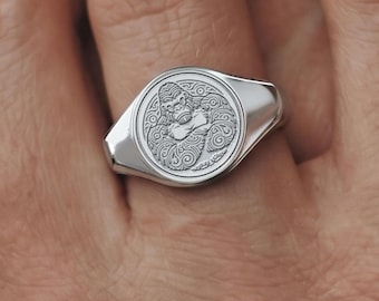 Silverback Gorilla Ring, Sterling Silver Signet for Men, Animal Strength Symbolism, Gift for Him