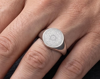 Solomon Seal Signet Ring, 925 Sterling Silver Mens Ring, Protection Amulet, Personalized Gift for Him