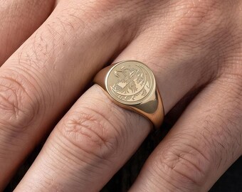 Fenrir Wolf Signet Ring, Sterling Silver Mens Jewelry, Nordic Viking Amulet, Loyalty Protection, Warrior Gif