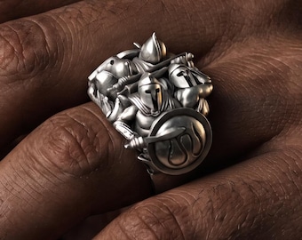Spartan Warrior Ring, 925 Sterling Silver Greek Helmet Jewelry, Ancient Gift for Him