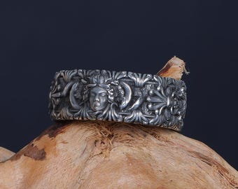Handmade Sterling Silver Medusa Ring: Greek Mythology Band